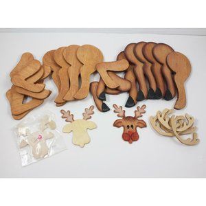 Mixed Lot of Wood Reindeer Craft Parts Legs Heads Antlers  Finished & Unfinished